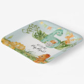 キュートスクエア恐竜観葉水彩男の赤ちゃん ペーパープレート (傾斜あり)