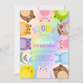 キュートスクシュマロ誕生日招待状 招待状 (正面)