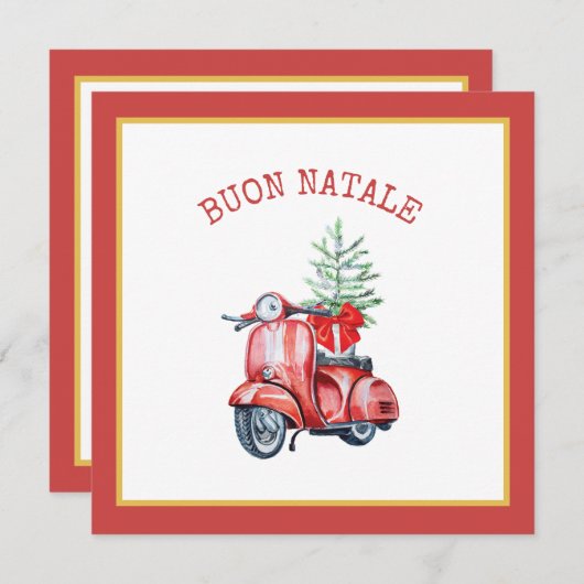 キュートスクーターブオンナターレホリデーグリーティング シーズンカード (正面/裏面)