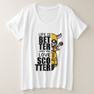 キュートスクーターヤギデザイン プラスサイズTシャツ