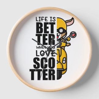 キュートスクーターヤギデザイン 壁時計