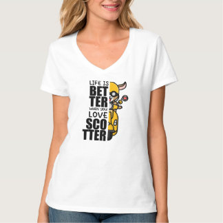 キュートスクーターヤギデザイン Tシャツ