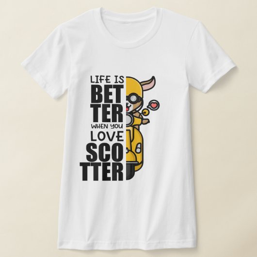 キュートスクーターヤギデザイン Tシャツ (レイダウン)