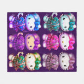 キュートスクールガールベビー子猫マゼンタフリースブランケット フリースブランケット (正面(横))