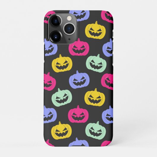 キュートスケアカラフルカボチャ顔ハロウィーン iPhoneケース (裏面)