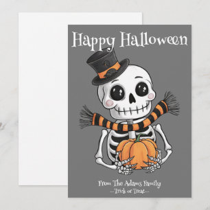 キュートスケルトンイラストレーションフラットホリデーカード シーズンカード