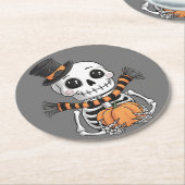 キュートスケルトンイラストレーション紙コースター ラウンドペーパーコースター (アングル)