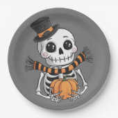 キュートスケルトンイラストレーション紙プレート ペーパープレート (正面)