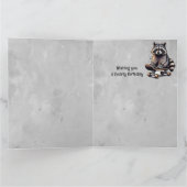 キュートスケートボードラクーン孫誕生日 カード (内部)