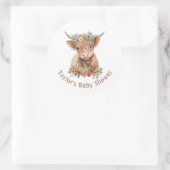 キュートスコティッシュハイランドカウウォータカラーピンクピーチC ラウンドシール (バッグ)