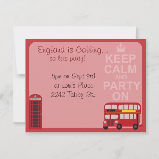 キュートスタイリッシュロンドンパーティー 招待状 (正面)
