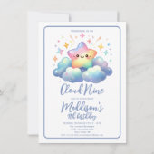 キュートスタークラウド9ガールズガールズ9誕生日 招待状 (正面)