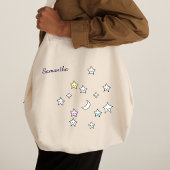 キュートスターズムーン名前をカスタムするかわいい トートバッグ