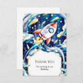 キュートスターズロケット誕生日 サンキューカード (正面/裏面)