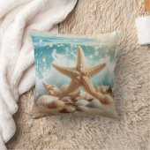 キュートスターフィッシュシーシェルトロピカルビーチ海波 クッション (ブランケット)