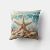 キュートスターフィッシュシーシェルトロピカルビーチ海波 クッション (裏面)