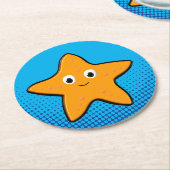 キュートスターフィッシュスケッチブルー海 ラウンドペーパーコースター (アングル)