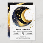 キュートスターライトナイト誕生日 招待状 (正面/裏面)