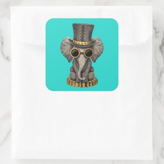 キュートスチームパンクベビーエレファントカブ スクエアシール (バッグ)