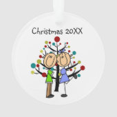キュートスティックフィギュルカップル休日オーナメント オーナメント (裏面)