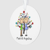 キュートスティックフィギュルカップル休日オーナメント オーナメント (正面)