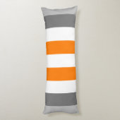 キュートストライプのカラー灰色とオレンジ文字 ボディピロー (裏面 (縦))