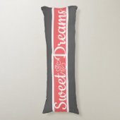 キュートストライプのカラー灰色とピンク ボディピロー (正面縦)