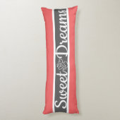 キュートストライプのカラー灰色とピンク ボディピロー (裏面 (縦))