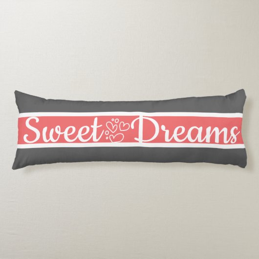 キュートストライプのカラー灰色とピンク ボディピロー (正面)