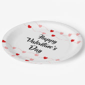 キュートストリングハートハッピーバレンタインデーレッドピンク ペーパープレート (アングル)