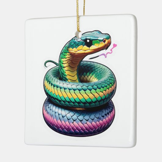キュートスネークイラストレーション セラミックオーナメント (左)