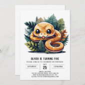 キュートスネークジャングル誕生日招待状 招待状 (正面/裏面)