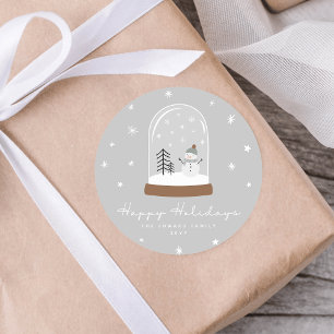 キュートスノーグローブ雪だるまハッピーホリデーズクリスマス ラウンドシール