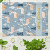 キュートスノーフレークトインデアモダンパステルエレガントブルー キッチンタオル (折り畳み)