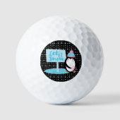 キュートスノーフレーク白黒ペンギン ゴルフボール (正面)