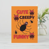 キュートスパイダーおもしろい不気味ハローウィンパーティホリデー 招待状 (スタンド正面)