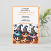 キュートスパイダースカボチャハローウィンパーティ招待状 招待状 (スタンド正面)
