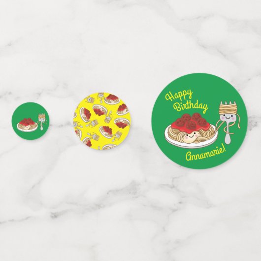 キュートスパゲッティ子供の誕生日パーティーかわいい コンフェッティ (裏面)