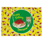 キュートスパゲッティ子供の誕生日パーティーかわいい ラージペーパーバッグ (裏面)