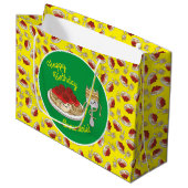 キュートスパゲッティ子供の誕生日パーティーかわいい ラージペーパーバッグ (正面アングル)