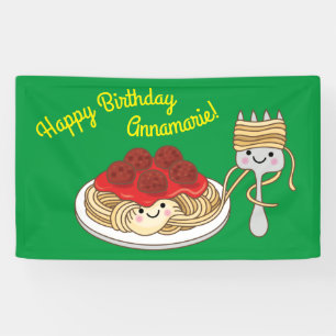 キュートスパゲティ子供の誕生日パーティーかわいい 横断幕