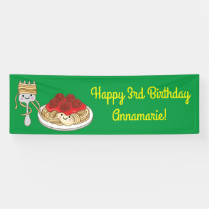 キュートスパゲティ子供の誕生日パーティーかわいい 横断幕