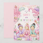 キュートスパ誕生日パーティー女子会パステル 招待状 (正面/裏面)