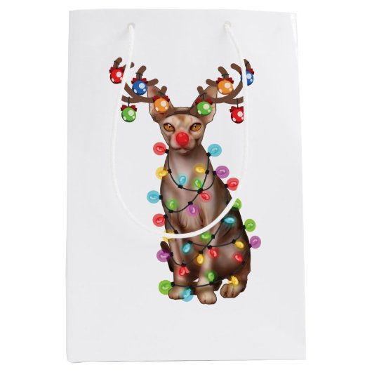 キュートスフィンクス猫好きおもしろいクリスマスホリデーギフト ミディアムペーパーバッグ (正面)