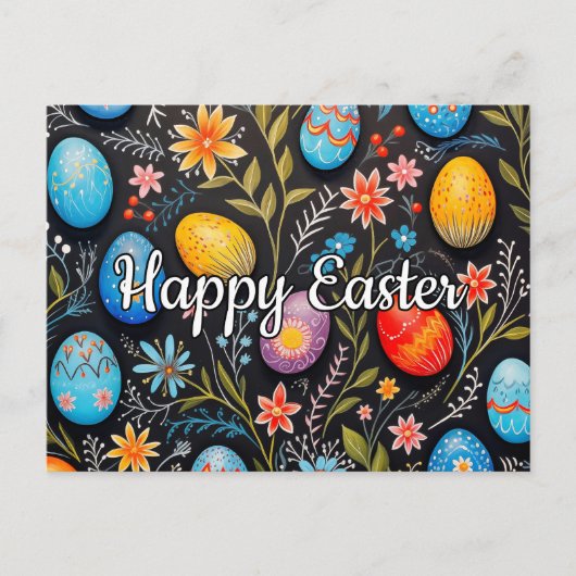 キュートスプリングタイムハッピーイースターコラージュ ポストカード (正面)