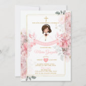 キュートスペインの小さな女の子プリメエレガントラコムニオン 招待状 (正面)
