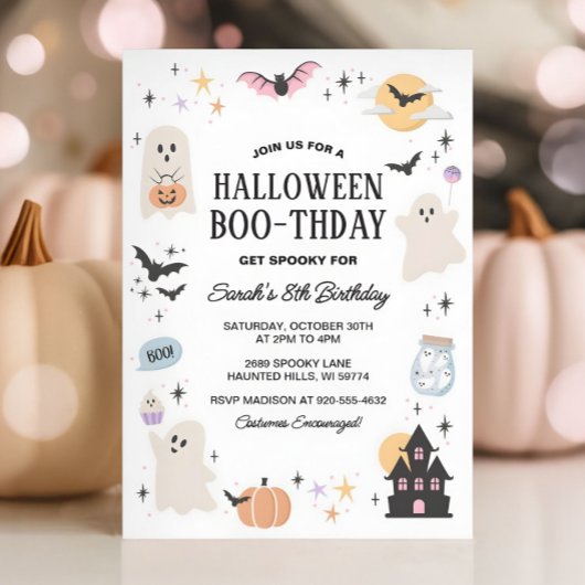 キュートスポックタキュラハロウィーン誕生日パステル 招待状