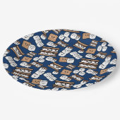 キュートスモアマーシュマロイラストレーション ペーパープレート (アングル)