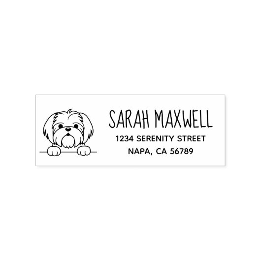 キュートスモールドッグシーズー(犬)Tzu差出人住所 ラバースタンプ (インプリント)