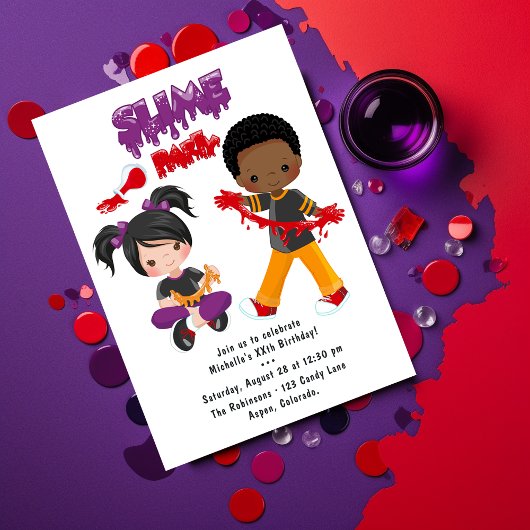 キュートスライムパーティー誕生日 招待状